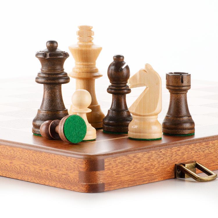 Conjunto de Xadrez de Madeira Premium – Faia Alemã, Sapele e Nogueira