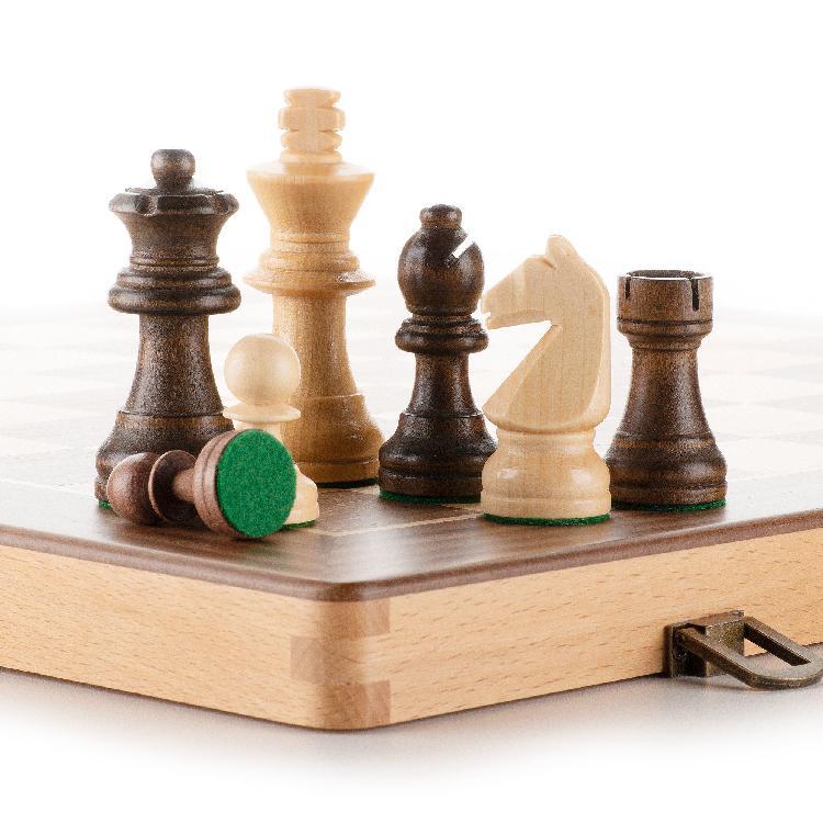 Conjunto de Xadrez de Madeira Premium – Faia Alemã, Sapele e Nogueira